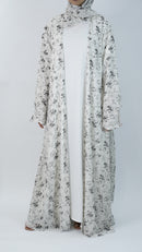 White Floral Abaya
