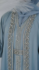 Ameera Luxury Embellished Caftan - Sky Blue