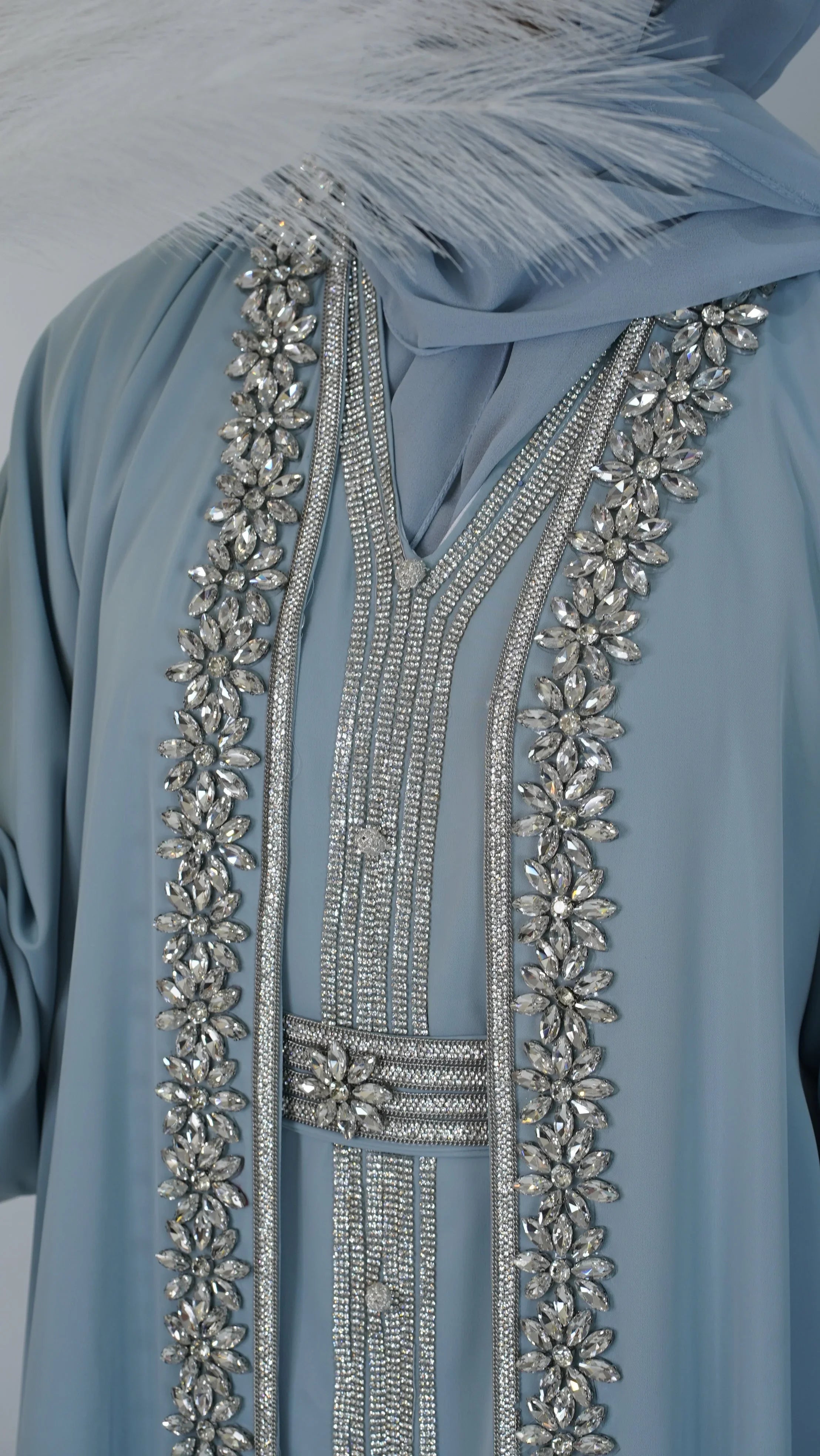Ameera Luxury Embellished Caftan - Sky Blue