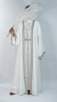 Ameera Luxury Embellished Caftan - Half White