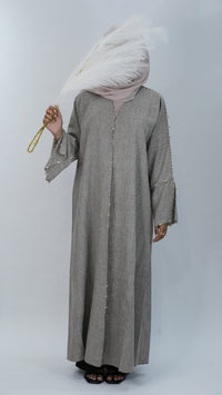 Sahar Mocha linen Abaya