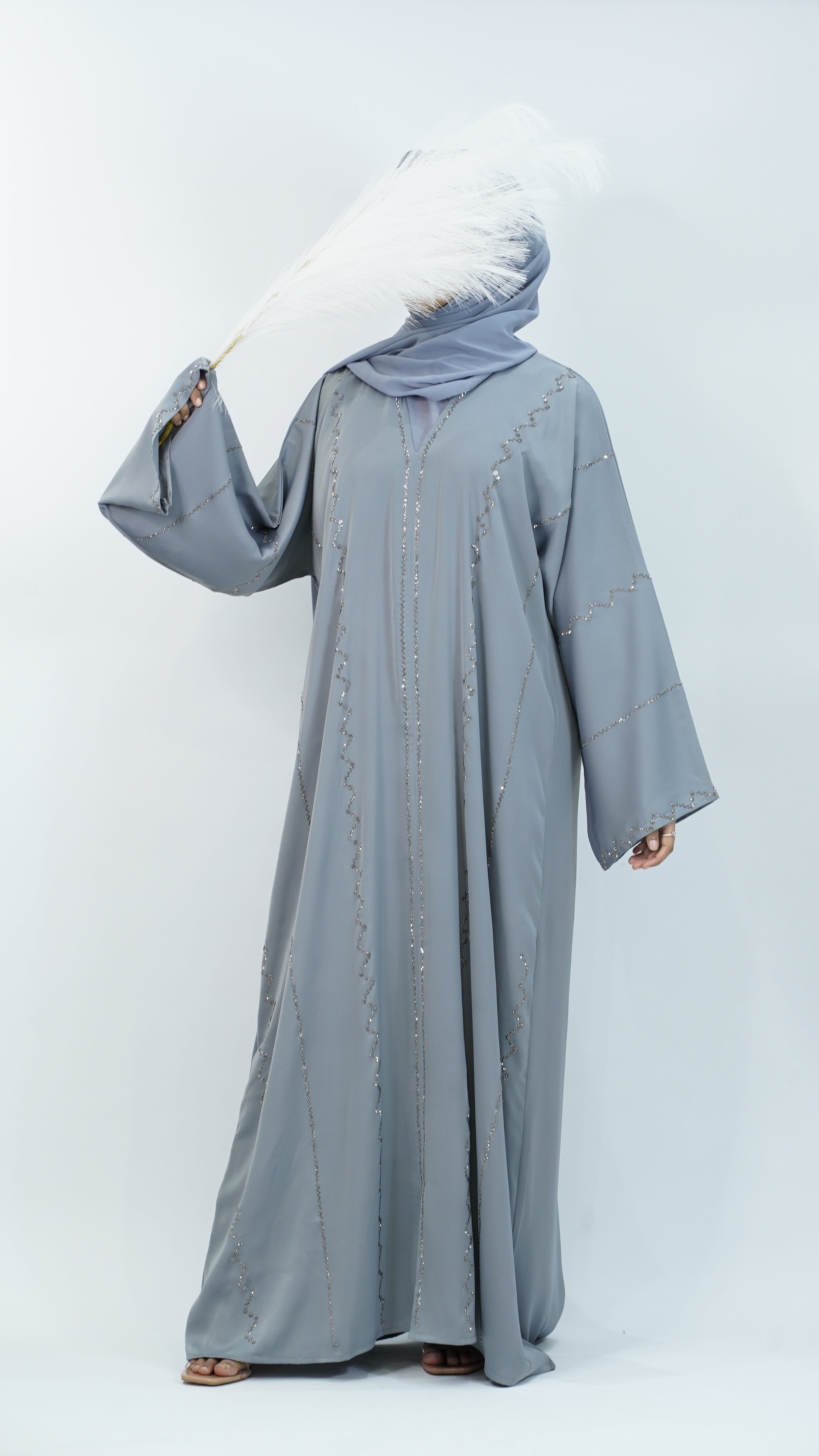 Maryam Pearl Blue Abaya