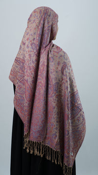 Pashmina Pink Orange Floral Shawl