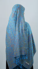 Pashmina Aquamarine Blue Floral Shawl