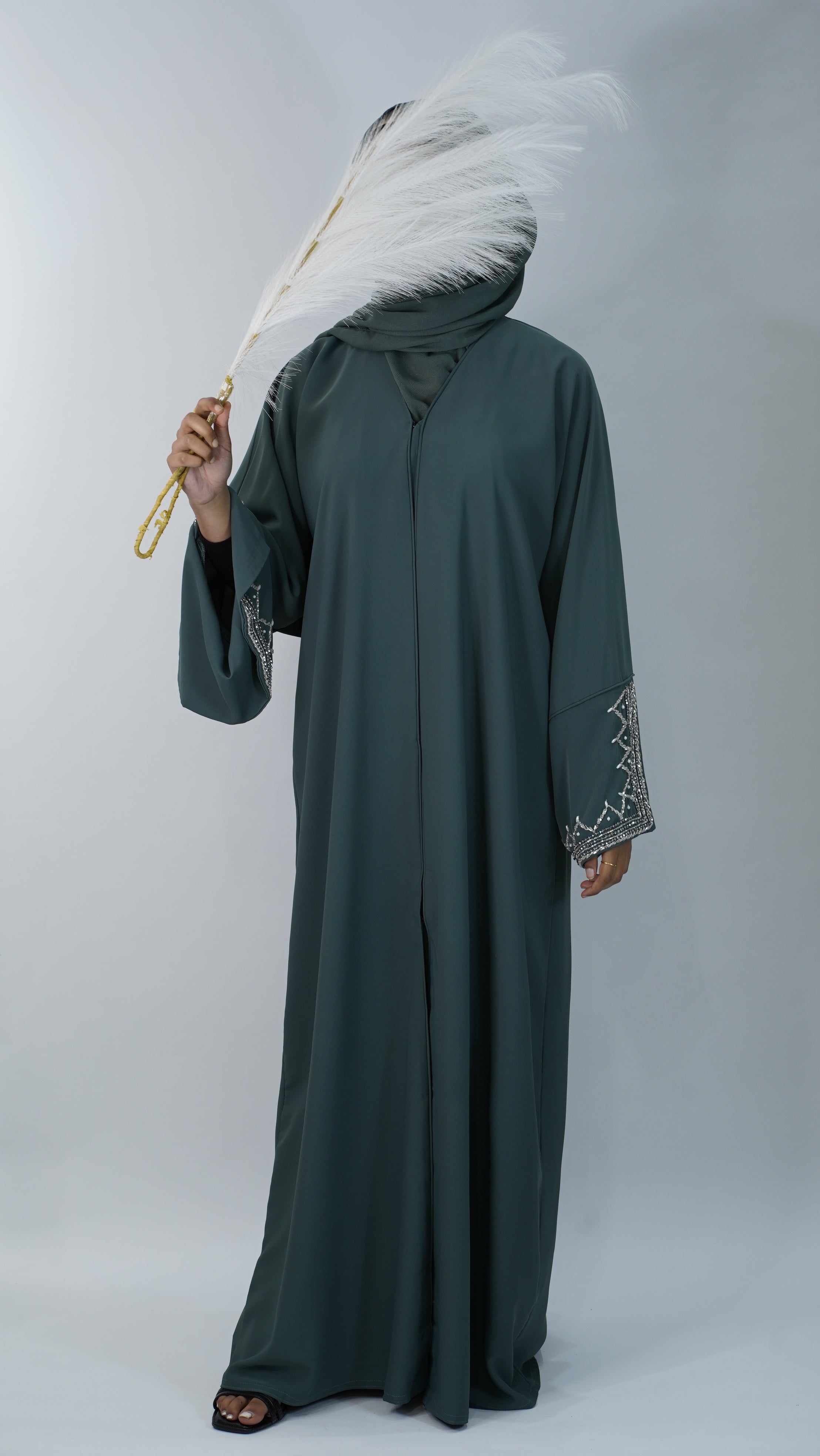 Liyana teal Embroidery Abaya