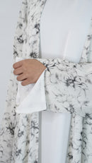 White Floral Abaya