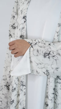 White Floral Abaya