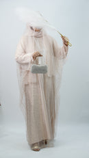 Stone Net Farasha Abaya Peach