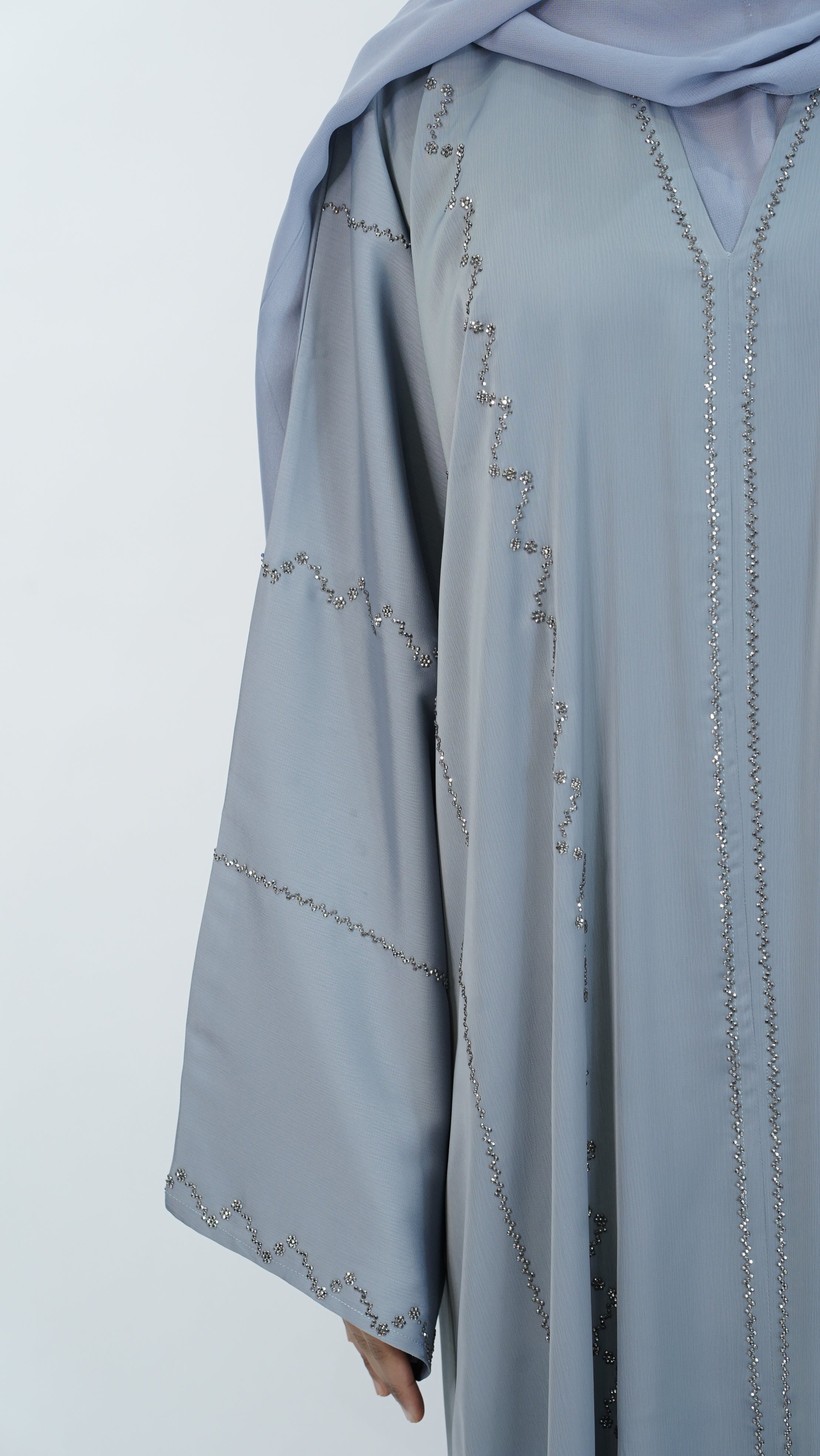 Maryam Pearl Blue Abaya