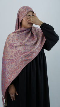 Pashmina Pink Orange Floral Shawl