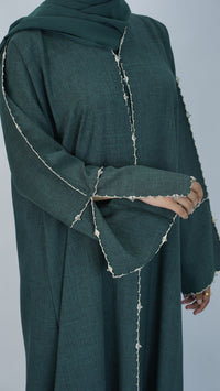 Sahar Green linen Abaya