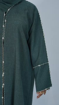Sahar Green linen Abaya
