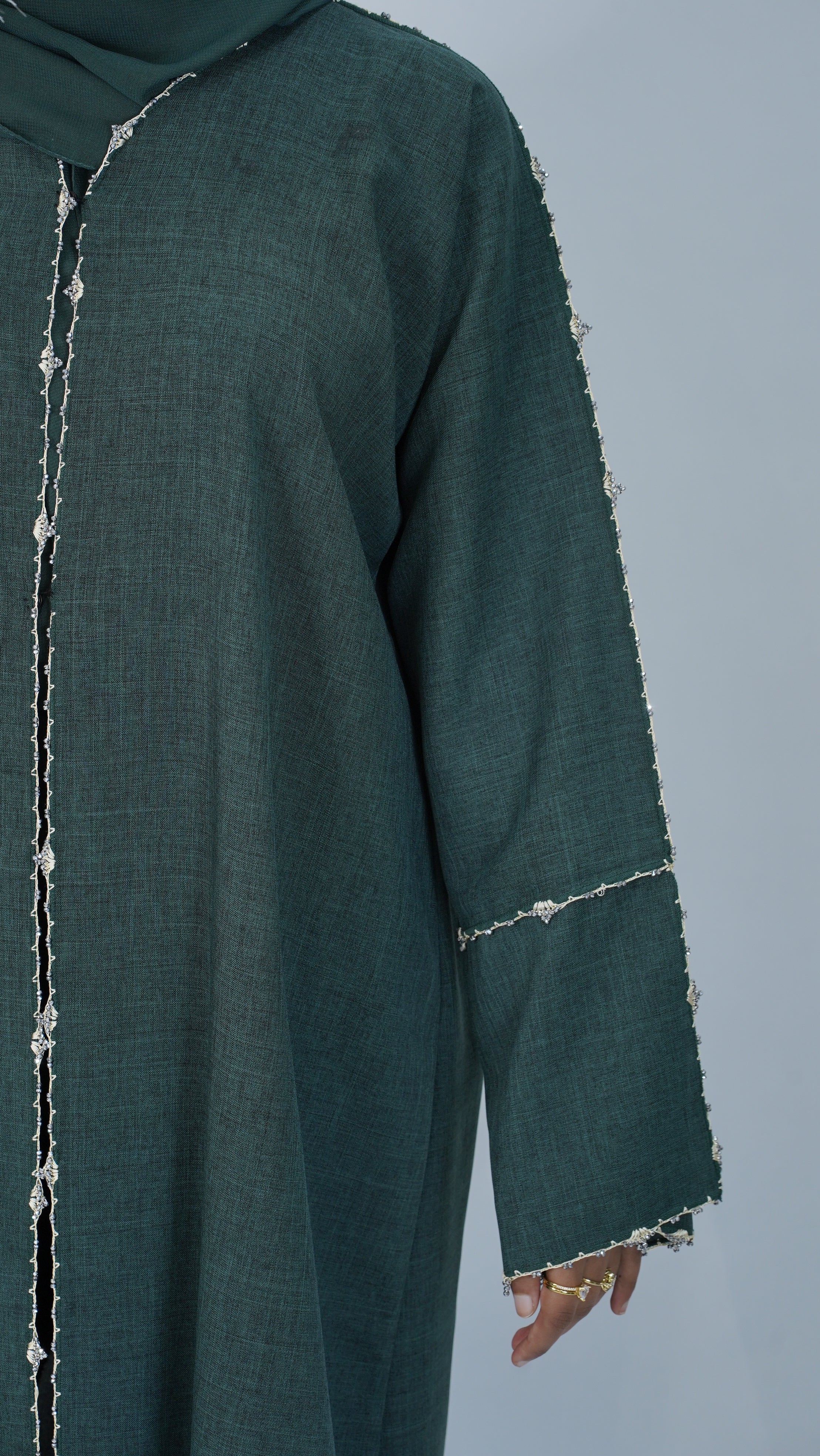 Sahar Green linen Abaya