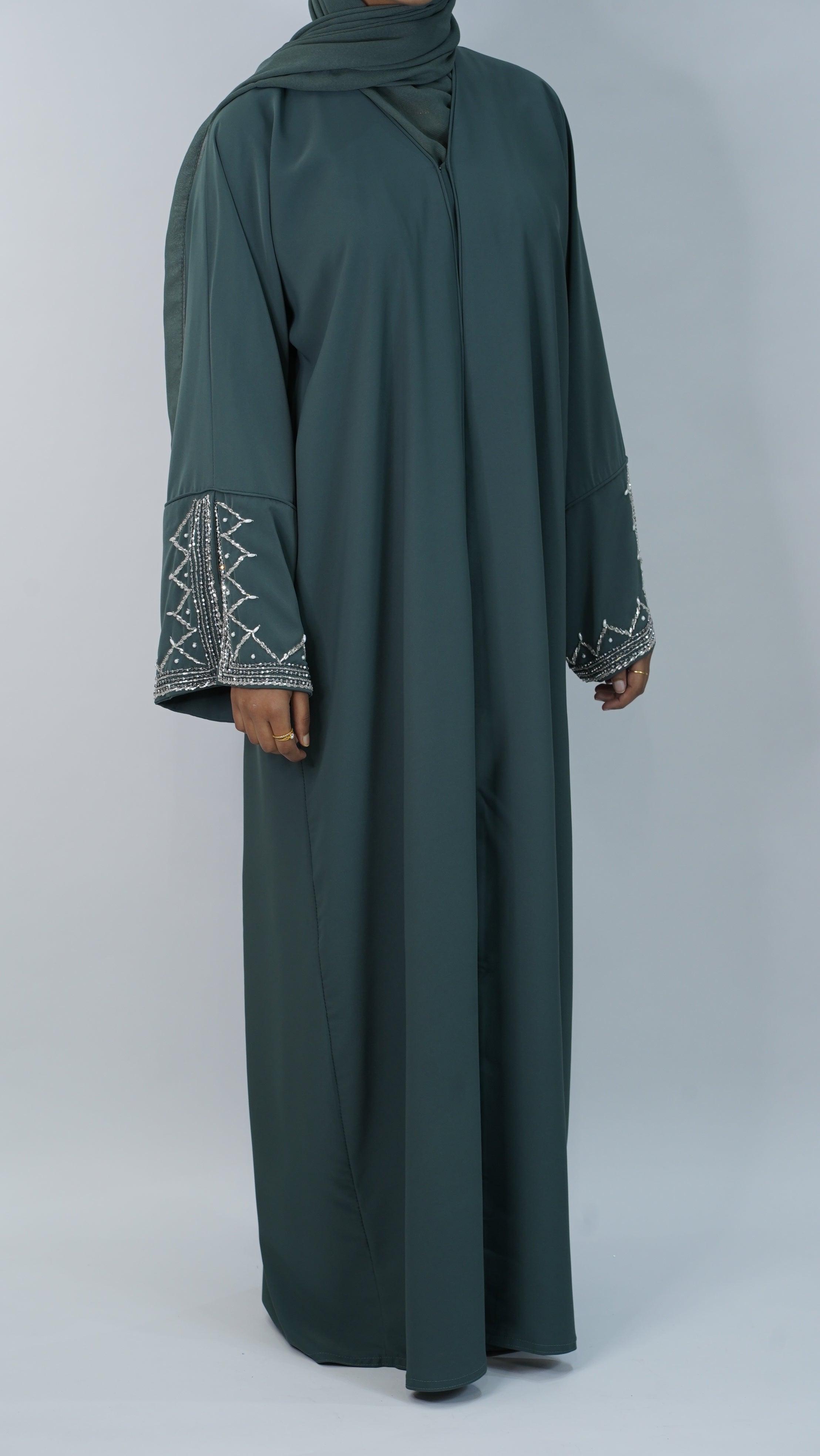 Liyana teal Embroidery Abaya
