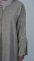 Sahar Mocha linen Abaya