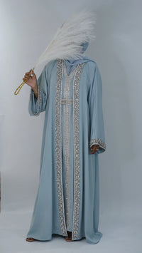 Ameera Luxury Embellished Caftan - Sky Blue