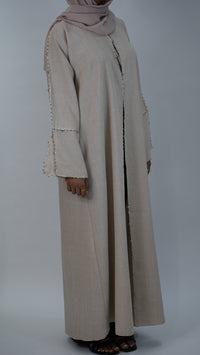 Sahar Cream linen Abaya