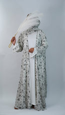 White Floral Abaya