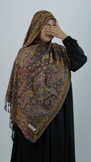 Pashmina Purple Orange Floral Shawl