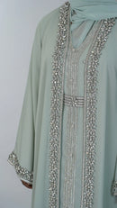 Ameera Luxury Embellished Caftan - Mint Green