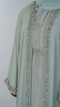 Ameera Luxury Embellished Caftan - Mint Green