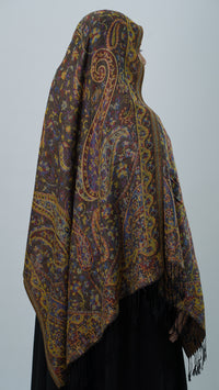 Pashmina Purple Orange Floral Shawl