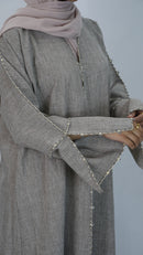 Sahar Mocha linen Abaya